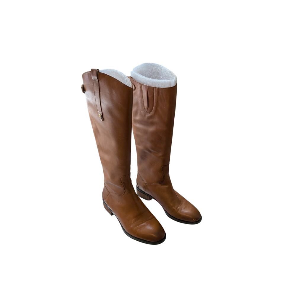 Sam Edelman Penny Leather Riding Boots Size 7.5 Cognac Brown Knee High - Picture 3 of 6